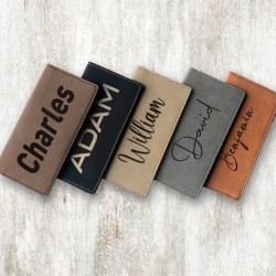 Custom Name Checkbook, Engraved Checkbook Cover, Personalized Checkbook Holder, Custom Font Leather Checkbook Wallet, Custom Checkbook Case