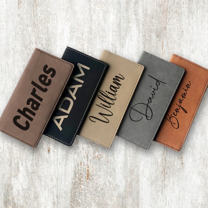 Custom Name Checkbook, Engraved Checkbook Cover, Personalized Checkbook Holder, Custom Font Leather Checkbook Wallet, Custom Checkbook Case