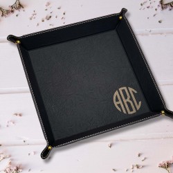 Christmas Gift Valet Tray, Custom Name Tray, Personalized Leather Tray, Catch All Tray, Gift For Him, Gift For Her, Monogram Christmas Gift