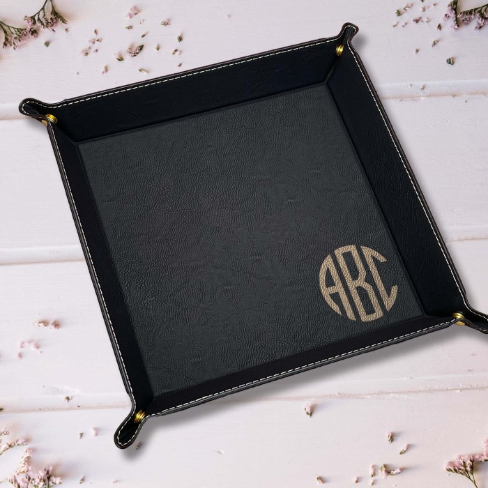 Christmas Gift Valet Tray, Custom Name Tray, Personalized Leather Tray, Catch All Tray, Gift For Him, Gift For Her, Monogram Christmas Gift