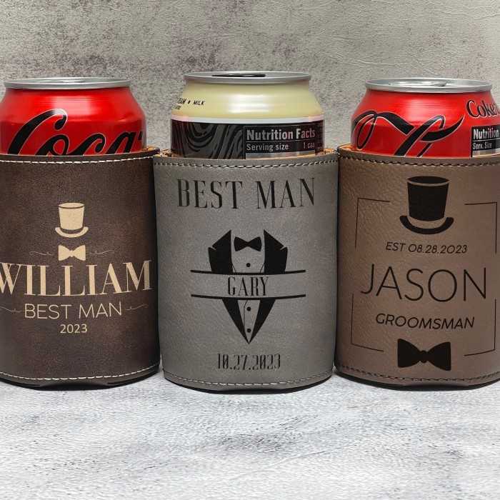 Groomsmen Can Holder Gift, Groomsmen Gifts, Best Man Gift, Leather Can Cooler, Wedding Favors, Wedding-Bachelor Party Gift, Drinking Gift