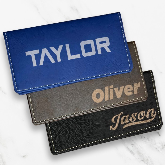 Custom Name Checkbook, Engraved Checkbook Cover, Personalized Checkbook Holder, Custom Font Leather Checkbook Wallet, Custom Checkbook Case
