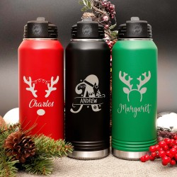 Personalized Christmas Gift Water Bottle, Custom Water Bottle With Straw, Monogram Gifts, Family Gifts, Custom Name Water Bottle,