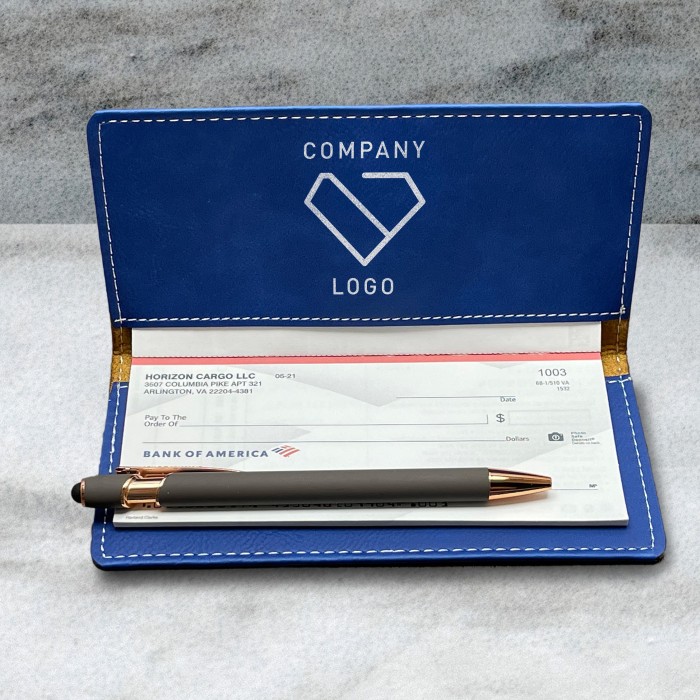 Company Logo Checkbook Cover, Custom Business Logo Checkbook Holder, Leather Checkbook Wallet, Corporate Gifts, Employee Gifts, Client Gift