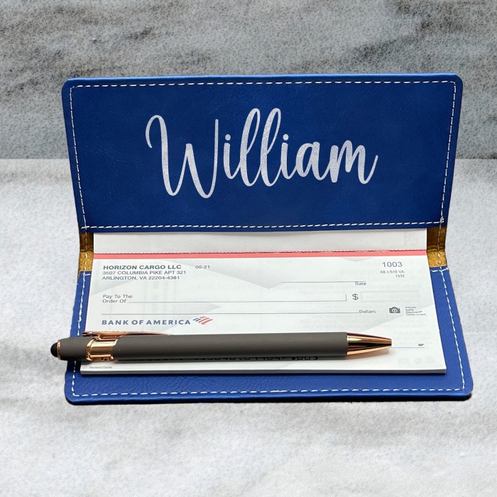 Custom Name Checkbook, Engraved Checkbook Cover, Personalized Checkbook Holder, Custom Font Leather Checkbook Wallet, Custom Checkbook Case