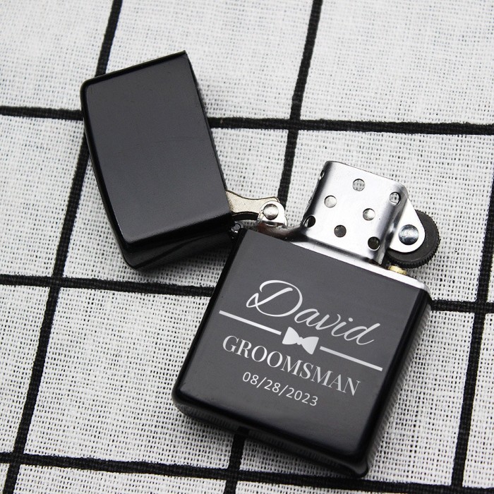 Engraved Lighter, Black Metal Lighter, Groomsmen Lighter Gift, Groomsmen Proposal Gift Lighter, Custom Groomsmen Gifts, Best Man Gift, Lighter