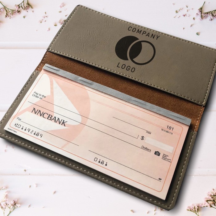 Company Logo Checkbook Cover, Custom Business Logo Checkbook Holder, Leather Checkbook Wallet, Corporate Gifts, Employee Gifts, Client Gift