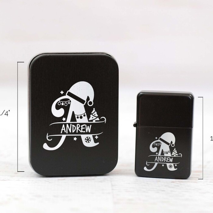 Engraved Lighter, Black Metal Lighter, Christmas Lighter Gift, Dad Gift Lighter, Custom Gifts For Him, Groomsmen Gift, Grandpa Gift, Monogram