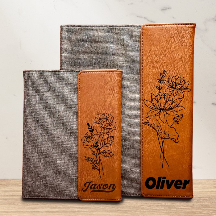 Teacher Gift Portfolio, Birthflower Portfolio, Custom Name Portfolio, Portfolio Notepad Holder, Boss Gift, Employer Gift, Teacher Gifts