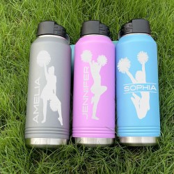 Personalized Cheer Team Gift, Custom Water Bottle with Straw, Cheer Leader Gift, Cheer Gifts, Team Cheer Gifts