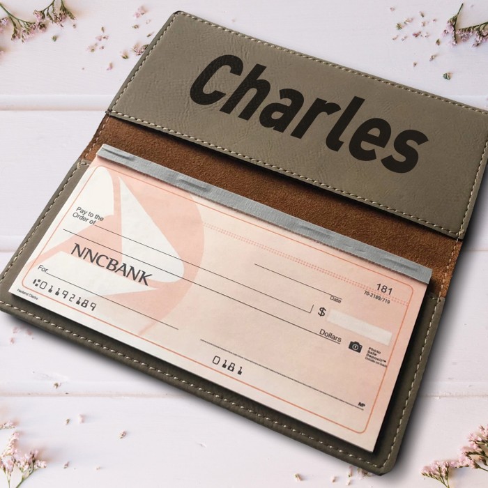 Custom Name Checkbook, Engraved Checkbook Cover, Personalized Checkbook Holder, Custom Font Leather Checkbook Wallet, Custom Checkbook Case