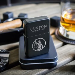 Personalized  Logo Engraved Lighter with Tin, Company Logo Engraved Lighter, Custom Monogram and Initial Laser Engrave Lighter, Gift for Him