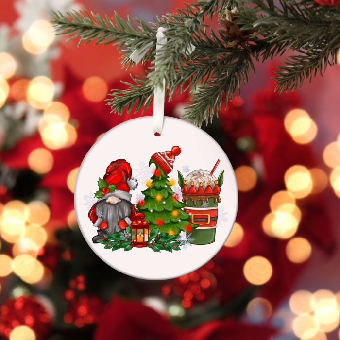 Caffeine and Gnomies Ornament, Festive Gnomies Latte Gathering, Santa's Little Helpers ,Gnomies Christmas Ornament,Festive Coffee Cup Graphic