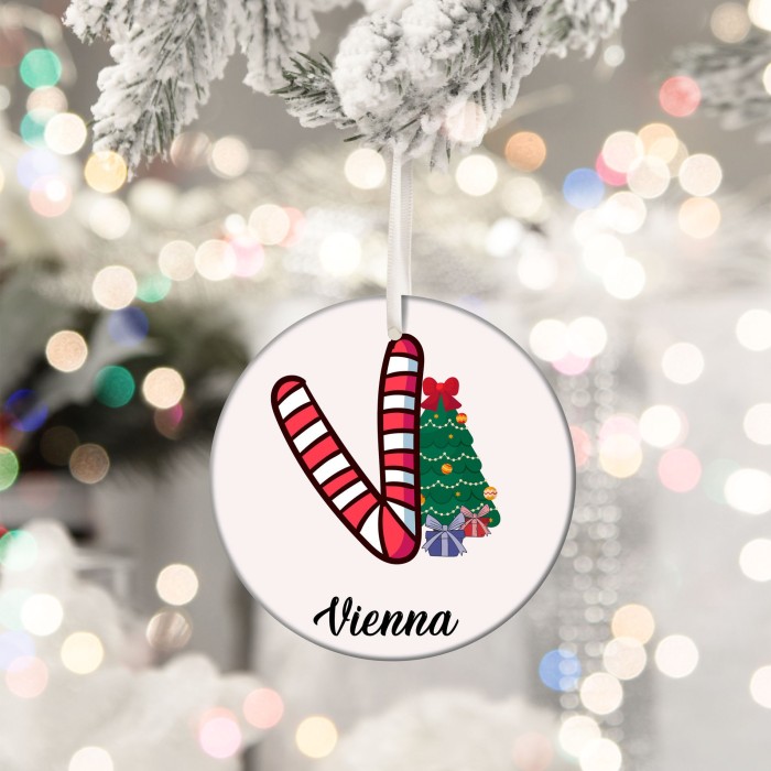 Alphabet Christmas Ornament Candy Cane, A-Z Letter Tree Decoration, New Year Home Decoration, Special Design Letter and Name Ornament
