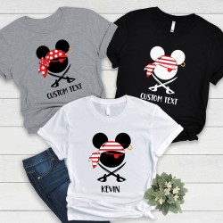 Custom Name Mickey and Minnie Pirates Matching Family Shirts, Personalized Disney Pirates of Caribbean Shirt, A Pirate's Life, Disney Cruise Shirt