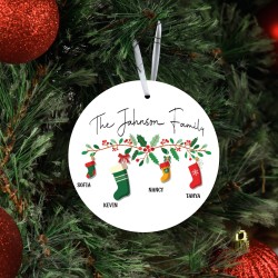 Personalized Family Stockings Christmas Ornament with Names, Custom Name Family Stocking Ornament, Personalized Family Stocking Ornament