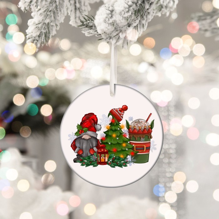 Caffeine and Gnomies Ornament, Festive Gnomies Latte Gathering, Santa's Little Helpers ,Gnomies Christmas Ornament,Festive Coffee Cup Graphic