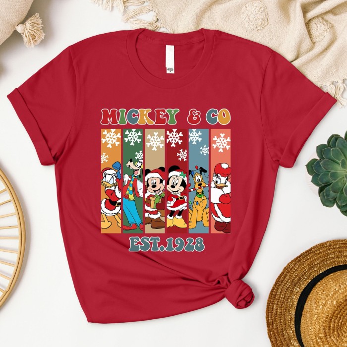 Mickey And Co 1928 Christmas Shirt, Mickey And Friend Christmas Shirt, Family Vacation Christmas T-Shirt, Retro Disney Christmas Shirt