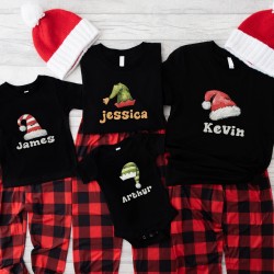 Custom Name Santa Hat Shirt, Personalized Matching Family Christmas Shirts, Family Christmas Shirt, Matching Xmas, Custom Christmas Shirt