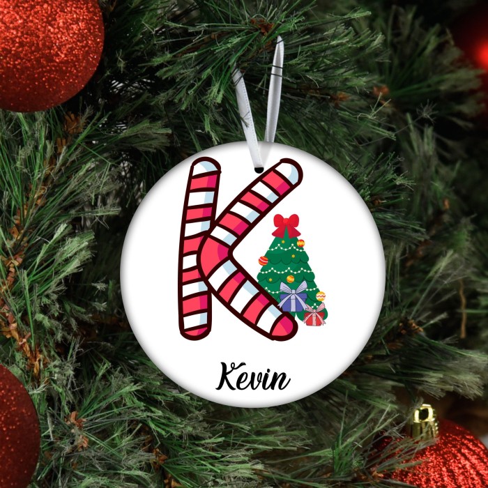 Alphabet Christmas Ornament Candy Cane, A-Z Letter Tree Decoration, New Year Home Decoration, Special Design Letter and Name Ornament