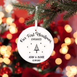 Engaged Christmas Ornament, Custom Engagement Keepsake, Engagement Gift, Personalized First Christmas Engaged, Engagement Announcement