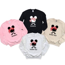Custom Name Mickey and Minnie Pirates Matching Family Sweatshirt, Disney Pirates of Caribbean Sweatshirt, A Pirate's Life,Disney Cruise Hoodie
