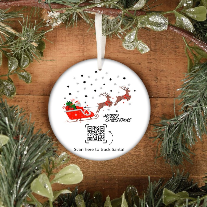 Santa Tracker Ornament,QR Code santa claus and reindeers Tracking,QR Code Santa Tracking, Ornament Tracker,Tree Christmas Ornament
