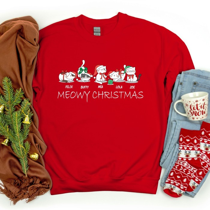 Custom Cat Name Christmas Sweatshirt,First Winter Keepsake,Kitten Memorial Sweatshirt,Personalized Pet Lover Gift,Pet Remembrance Sweatshirt