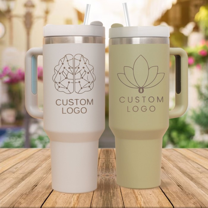 Custom Logo 40oz  Tumbler With Handle & Straw, Personalized 40oz Tumbler, Stainless Steel Laser Engraved Tumbler