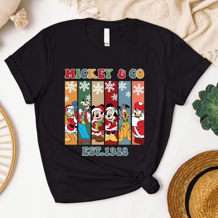 Mickey And Co 1928 Christmas Shirt, Mickey And Friend Christmas Shirt, Family Vacation Christmas T-Shirt, Retro Disney Christmas Shirt