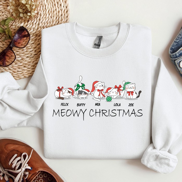 Custom Cat Name Christmas Sweatshirt,First Winter Keepsake,Kitten Memorial Sweatshirt,Personalized Pet Lover Gift,Pet Remembrance Sweatshirt
