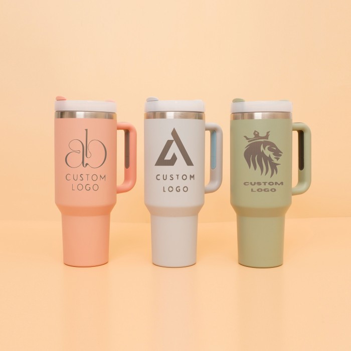 Custom Logo 40oz  Tumbler With Handle & Straw, Personalized 40oz Tumbler, Stainless Steel Laser Engraved Tumbler