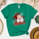 Leopard Santa Hat Christmas Shirt with 'Believe' Design, Santa Shirt in Leopard Print with 'Believe', Leopard Print Santa Shirt Leopard Santa Hat Christmas Shirt with 'Believe' Design, Santa Shirt in Leopard Print with 'Believe', Leopard Print Santa Shirt