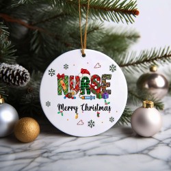 Nurse's Merry Christmas Keepsake,Nurse's Christmas Gift,Merry Christmas Nurse Decor,Handmade Merry Christmas Ornament for Nurses