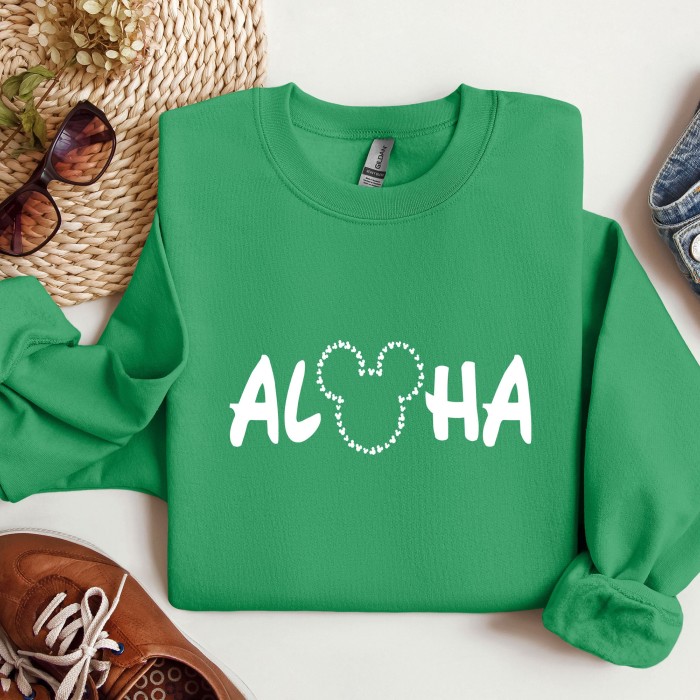 Aloha Disney Sweatshirt, Hawaiian Disneyworld Sweatshirt, Disney Vacation Sweatshirt, Family Matching Disney Top