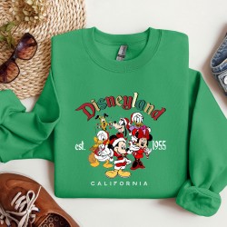 Retro Christmas Disneyland Est 1955 California Comfort Colors Sweatshirt, Christmas Disneyland Hoodie, Disney Family Christmas Vacation Tee