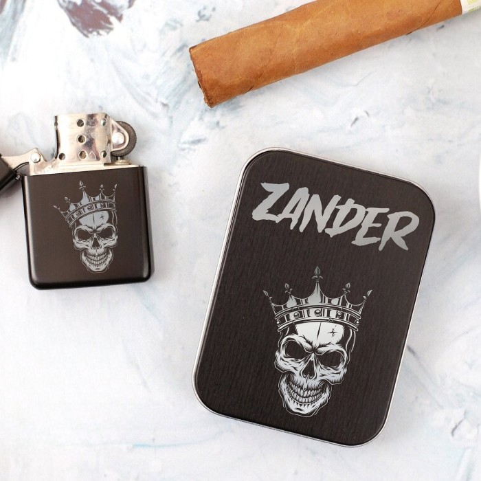 Custom Name Skull  Engraved Lighter, Personalized Custom Engraved Lighter, Custom Skull Name, Gift for him, Gift for Halloween