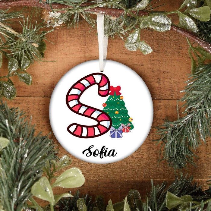 Alphabet Christmas Ornament Candy Cane, A-Z Letter Tree Decoration, New Year Home Decoration, Special Design Letter and Name Ornament