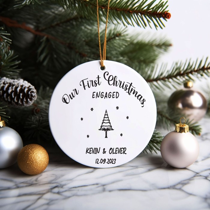 Engaged Christmas Ornament, Custom Engagement Keepsake, Engagement Gift, Personalized First Christmas Engaged, Engagement Announcement