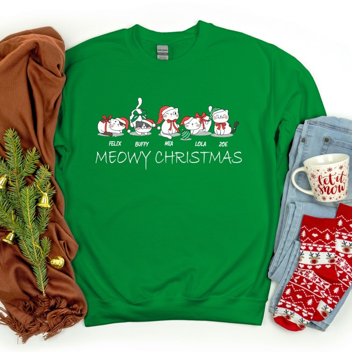 Custom Cat Name Christmas Sweatshirt,First Winter Keepsake,Kitten Memorial Sweatshirt,Personalized Pet Lover Gift,Pet Remembrance Sweatshirt