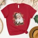 Leopard Santa Hat Christmas Shirt with 'Believe' Design, Santa Shirt in Leopard Print with 'Believe', Leopard Print Santa Shirt Leopard Santa Hat Christmas Shirt with 'Believe' Design, Santa Shirt in Leopard Print with 'Believe', Leopard Print Santa Shirt