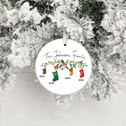 Personalized Family Stockings Christmas Ornament with Names, Custom Name Family Stocking Ornament, Personalized Family Stocking Ornament