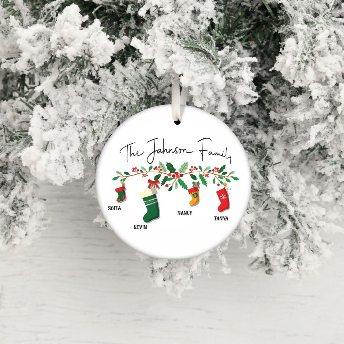 Personalized Family Stockings Christmas Ornament with Names, Custom Name Family Stocking Ornament, Personalized Family Stocking Ornament