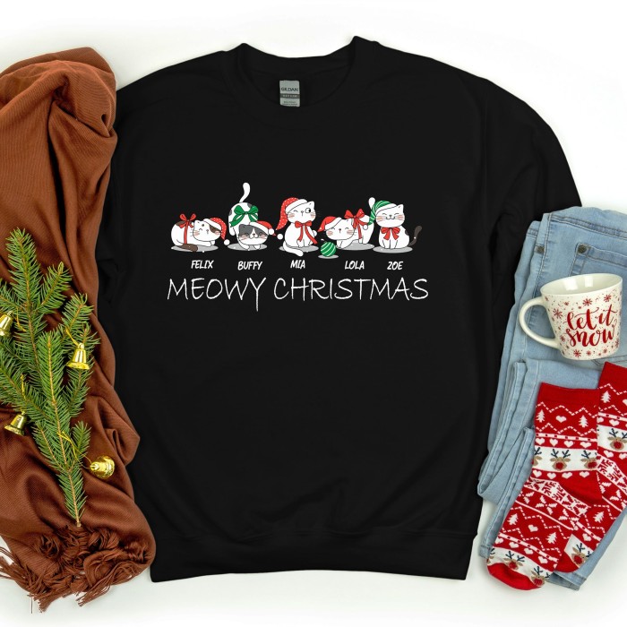 Custom Cat Name Christmas Sweatshirt,First Winter Keepsake,Kitten Memorial Sweatshirt,Personalized Pet Lover Gift,Pet Remembrance Sweatshirt